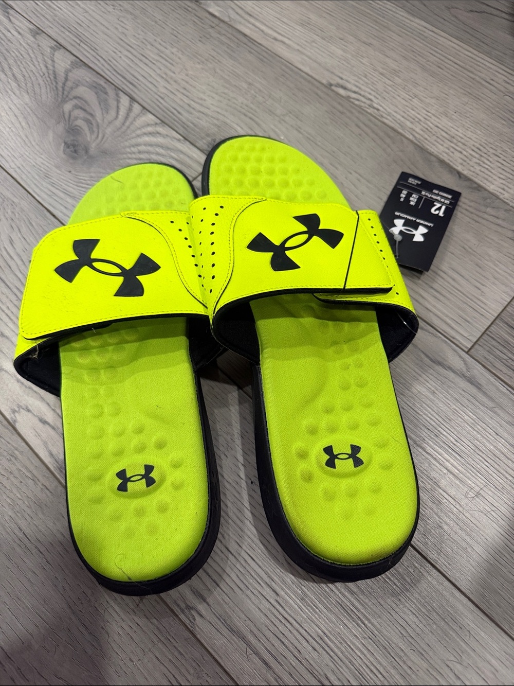 Under Armour Neon Yellow/Black Men's Adjustable Slide Sandals